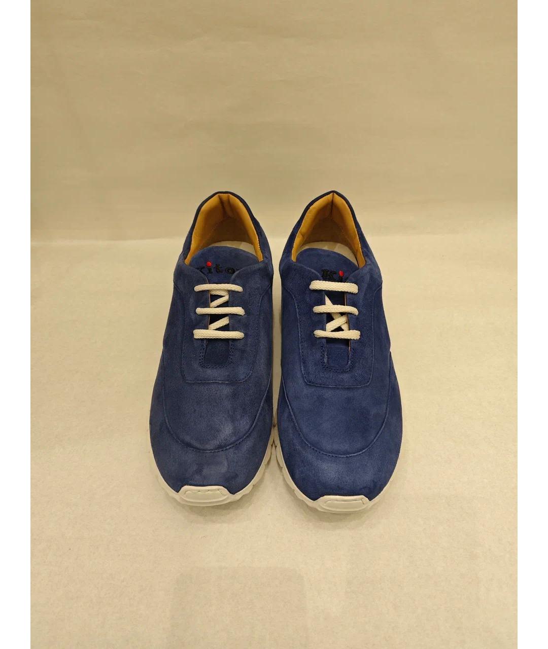 KITON Синие замшевые низкие кроссовки / кеды, фото 7