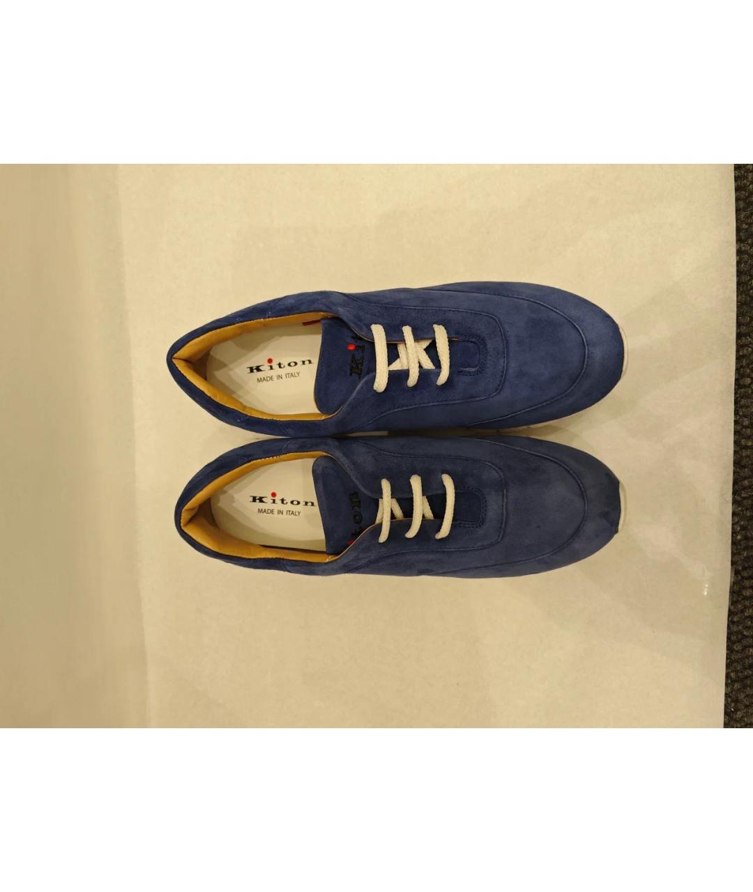 KITON Синие замшевые низкие кроссовки / кеды, фото 6