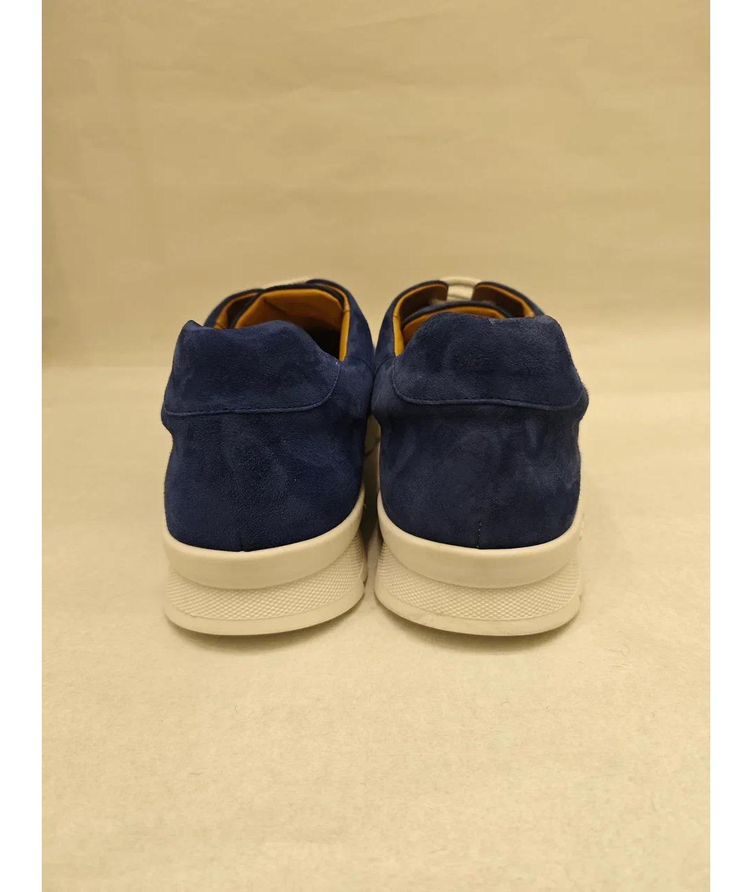 KITON Синие замшевые низкие кроссовки / кеды, фото 5