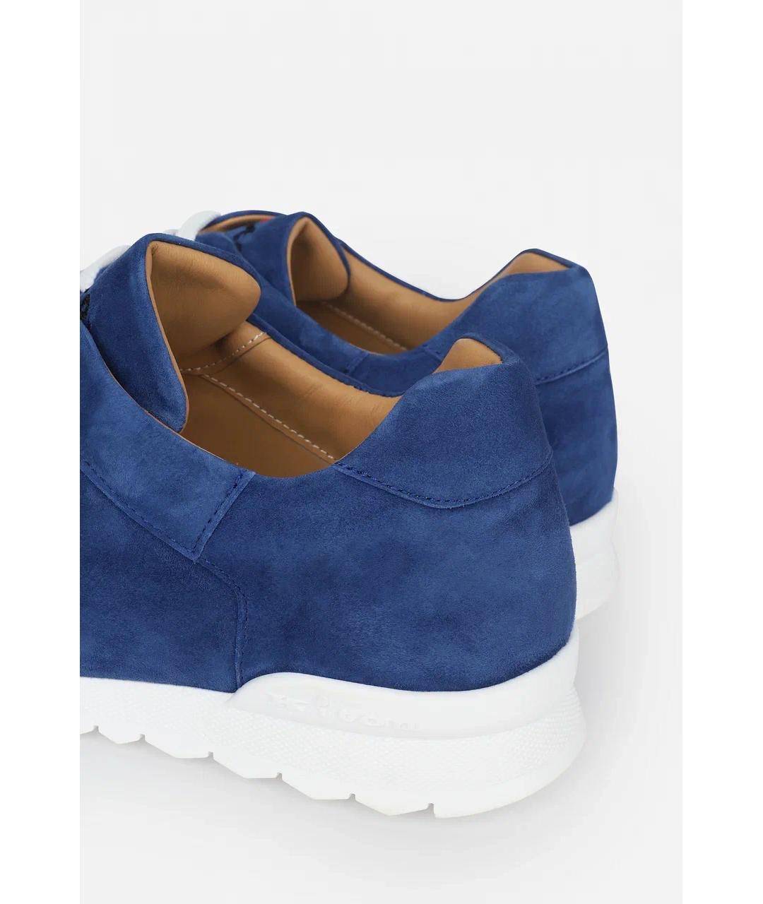 KITON Синие замшевые низкие кроссовки / кеды, фото 3