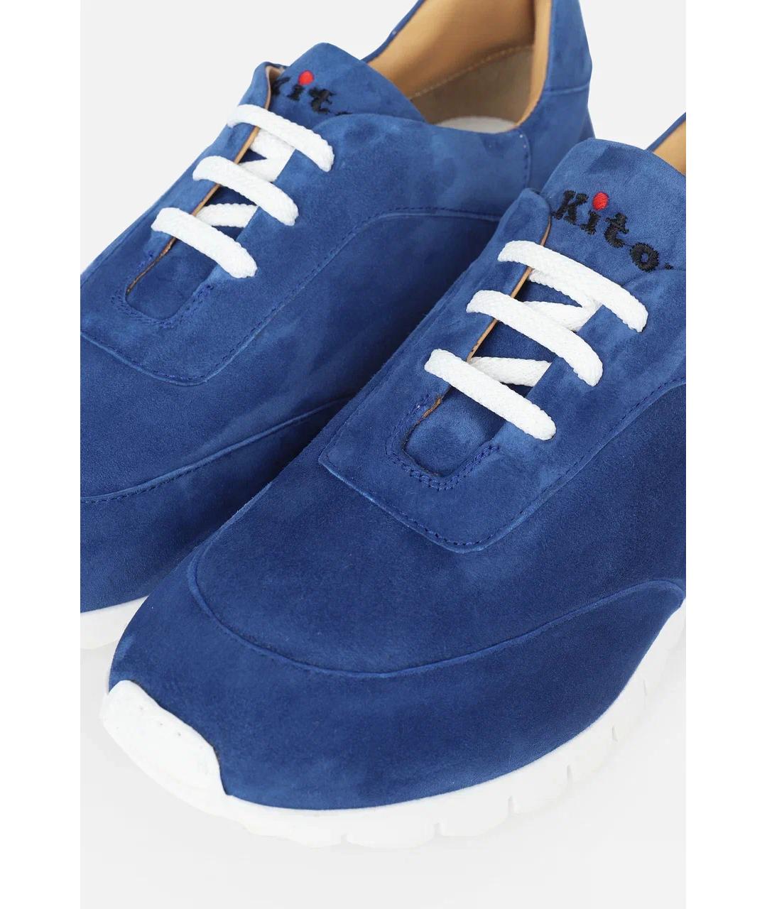 KITON Синие замшевые низкие кроссовки / кеды, фото 2