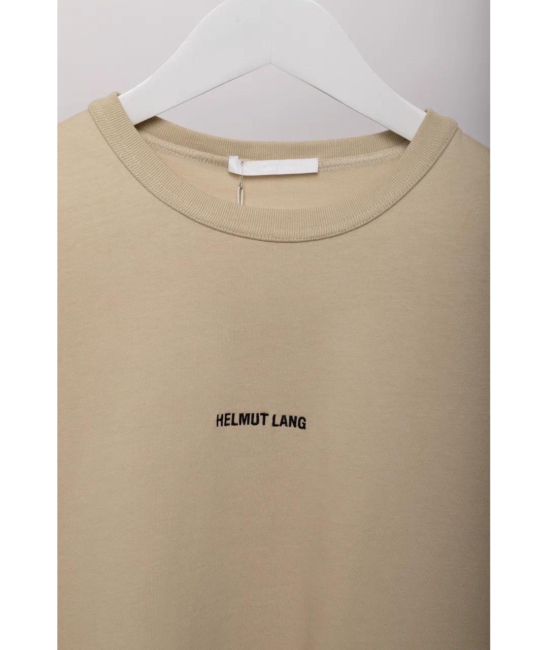 HELMUT LANG Бежевая хлопковая футболка, фото 6