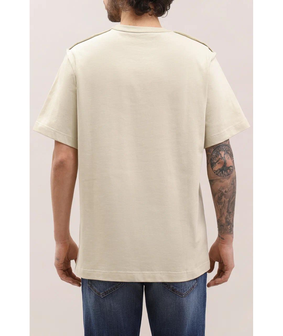 HELMUT LANG Бежевая хлопковая футболка, фото 3