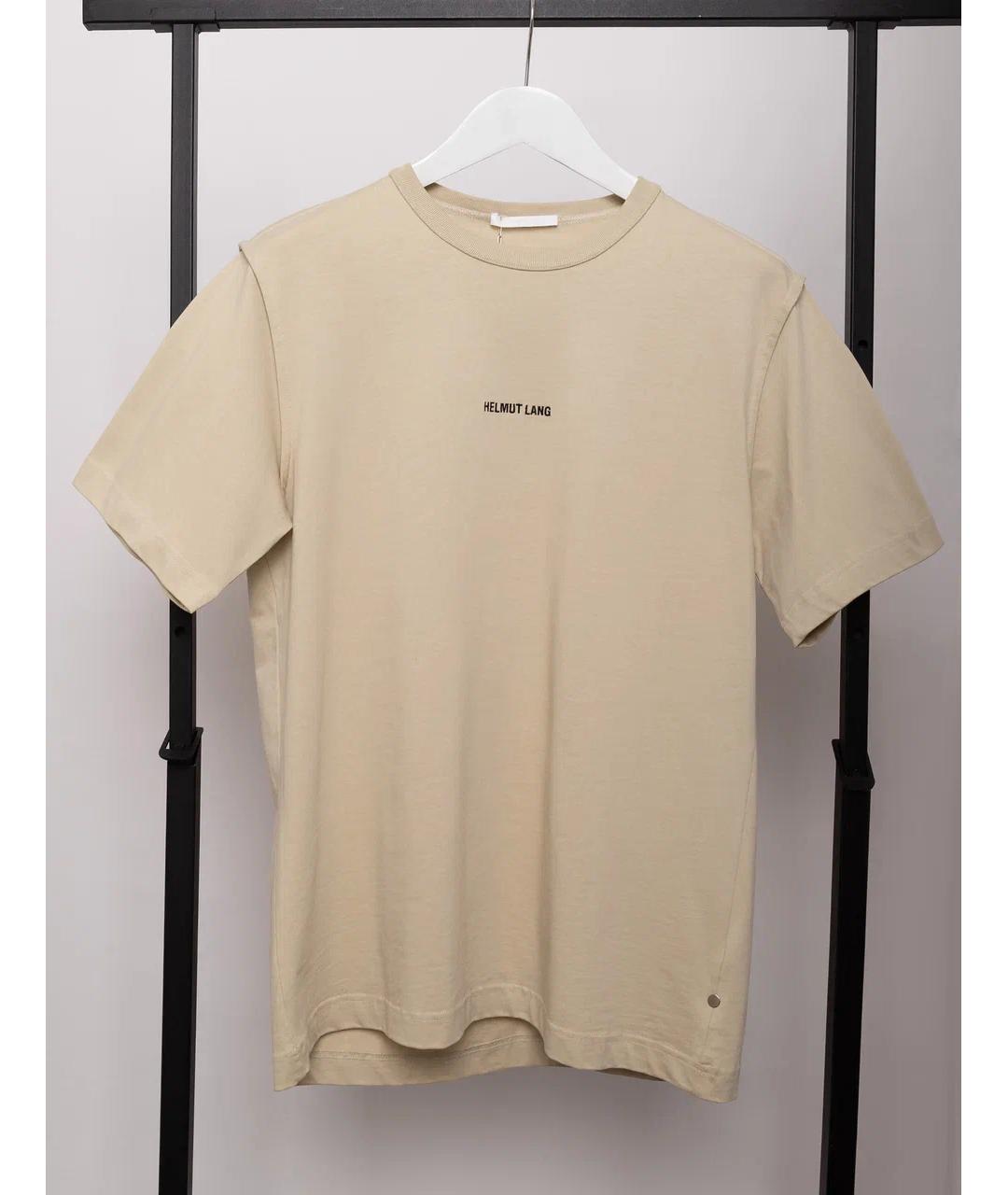 HELMUT LANG Бежевая хлопковая футболка, фото 5