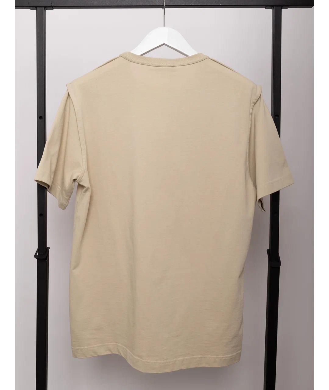 HELMUT LANG Бежевая хлопковая футболка, фото 7