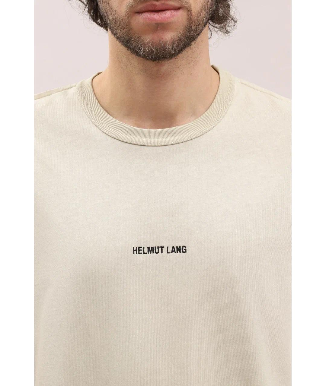 HELMUT LANG Бежевая хлопковая футболка, фото 4
