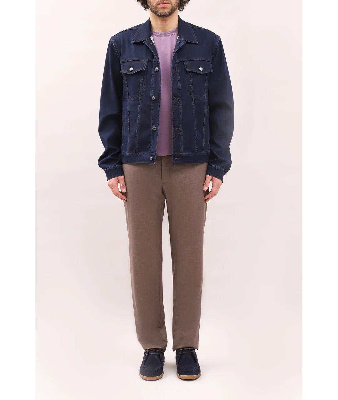 CANALI Темно-синяя хлопковая куртка, фото 5