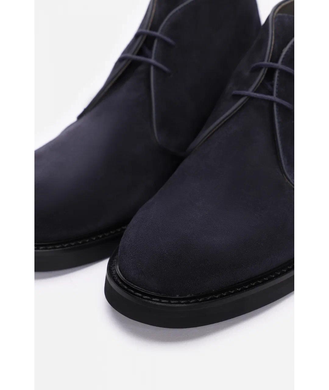 CANALI Темно-синие кожаные высокие ботинки, фото 3