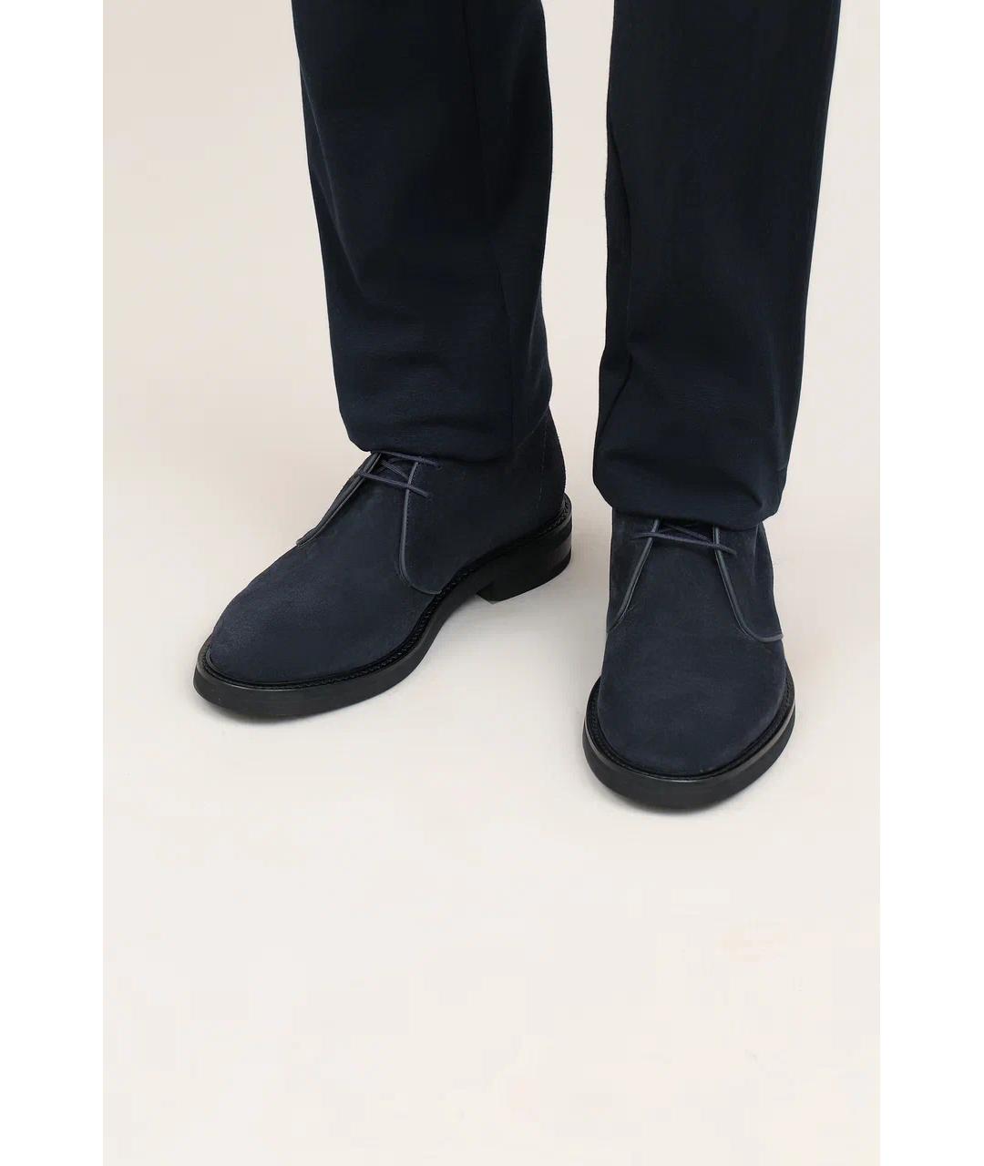 CANALI Темно-синие кожаные высокие ботинки, фото 5