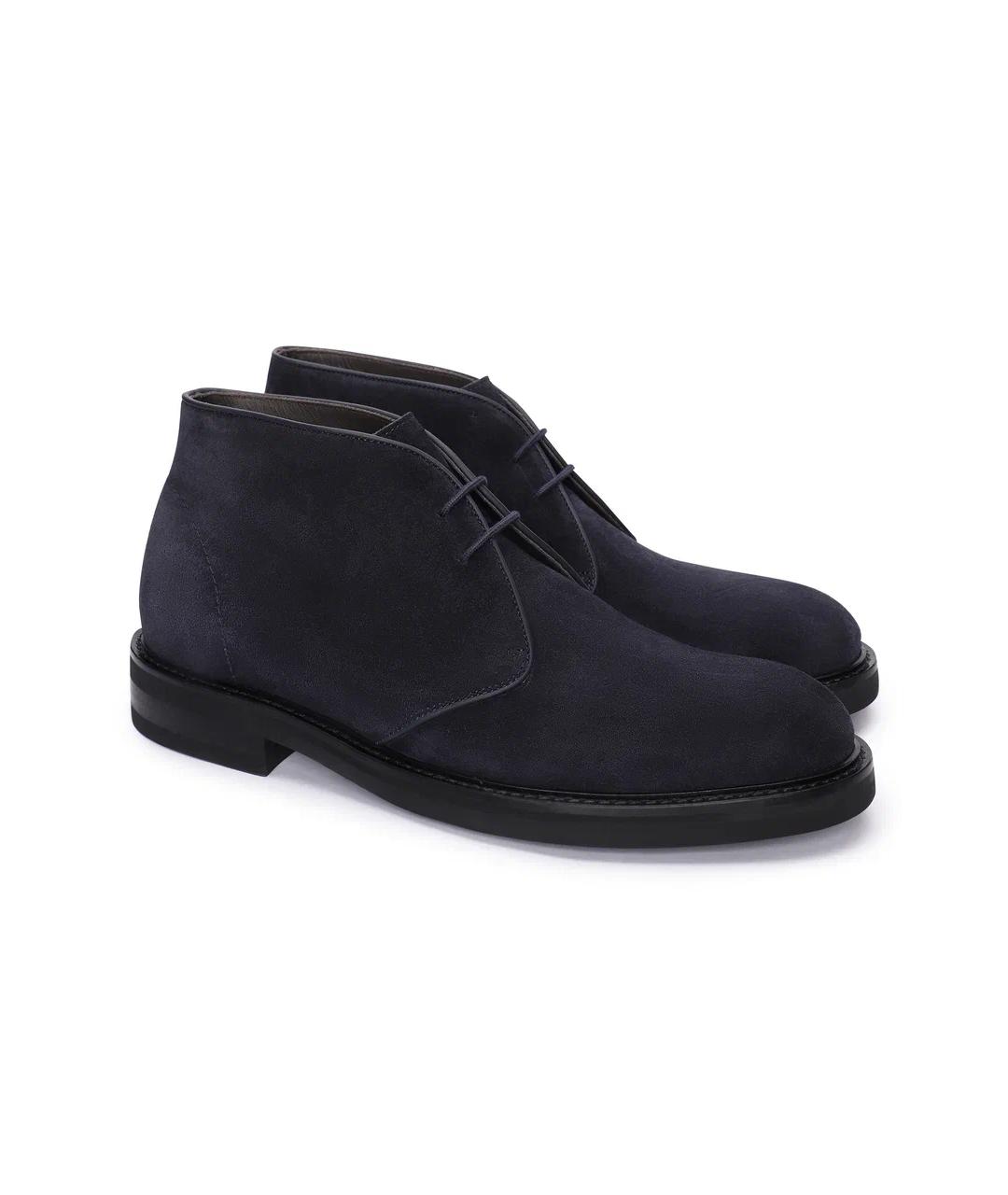 CANALI Темно-синие кожаные высокие ботинки, фото 2