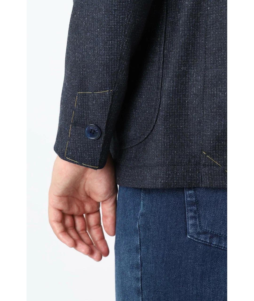 ZILLI Темно-синий шерстяной пиджак, фото 4