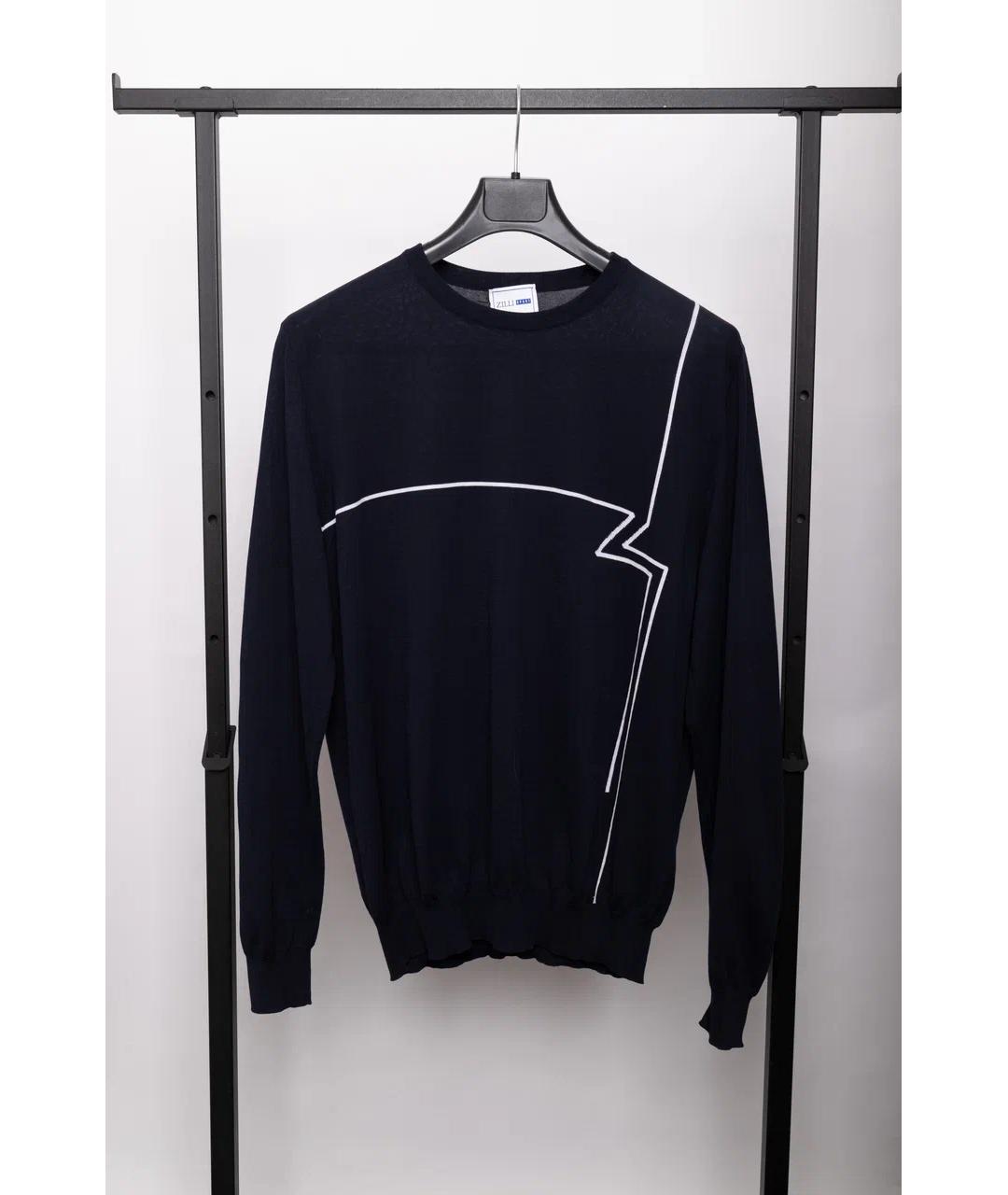 ZILLI Темно-синий хлопковый джемпер / свитер, фото 5