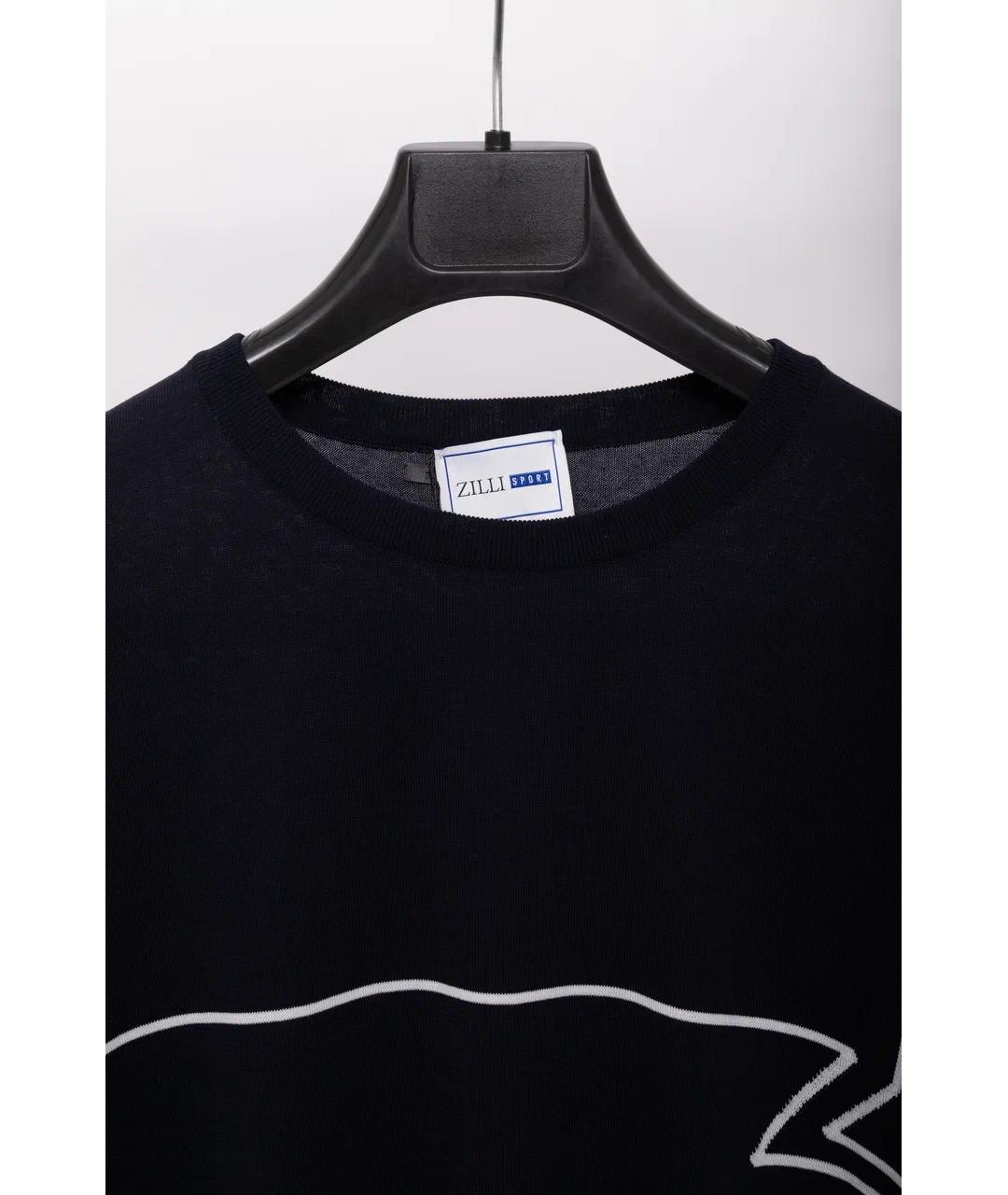 ZILLI Темно-синий хлопковый джемпер / свитер, фото 6