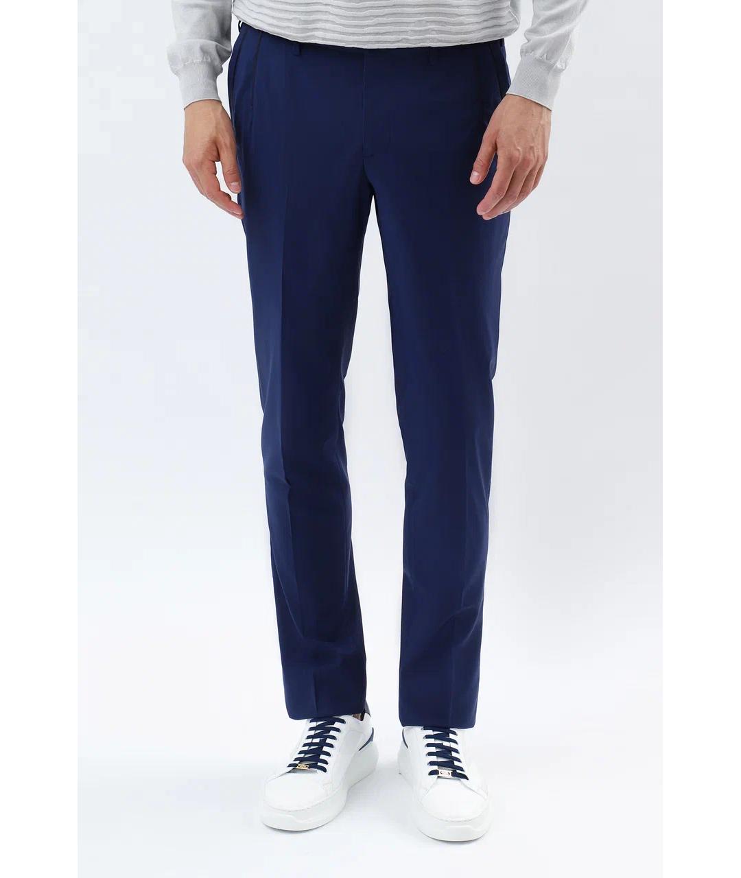 ZILLI Синие хлопко-эластановые повседневные брюки, фото 3