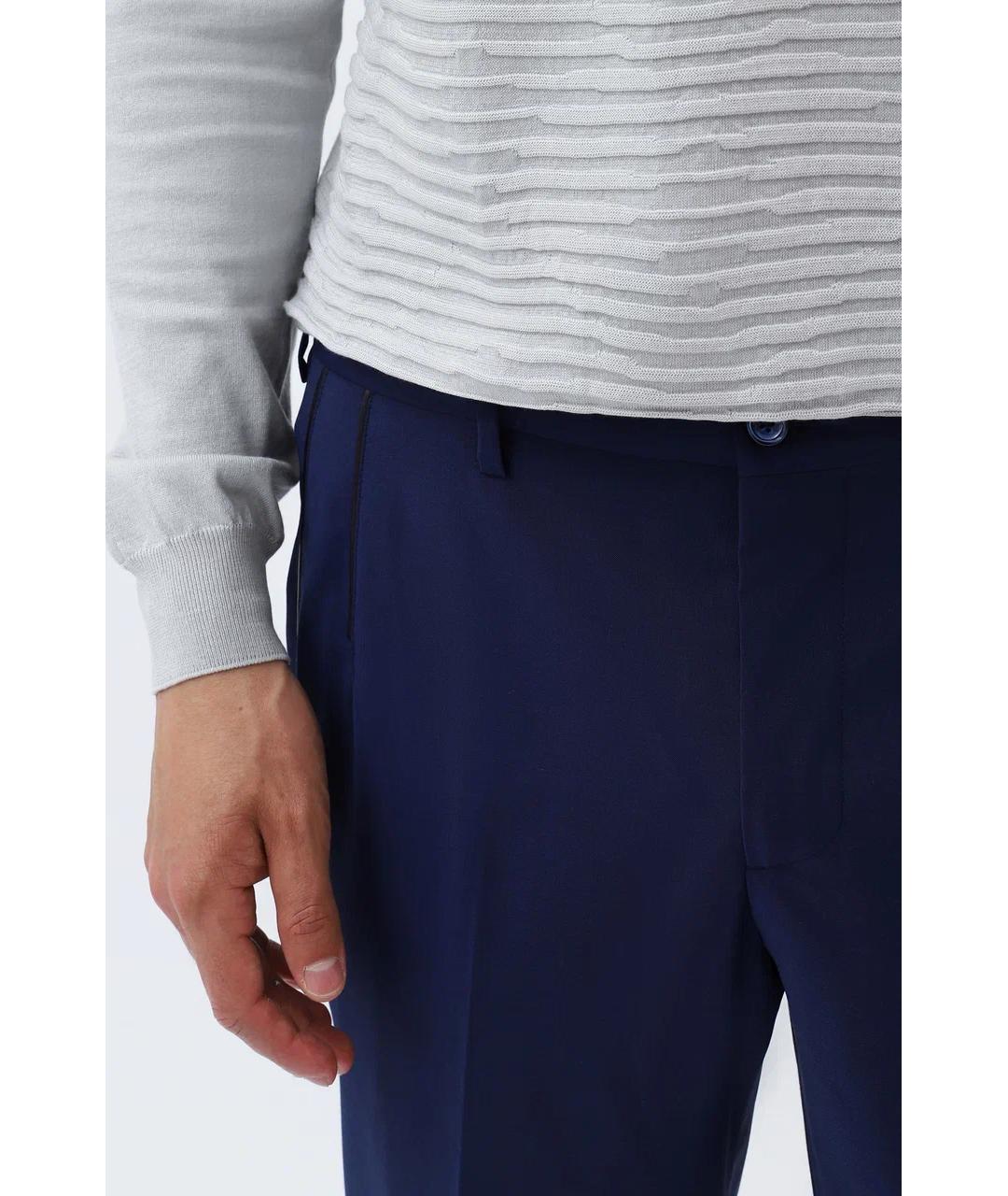 ZILLI Синие хлопко-эластановые повседневные брюки, фото 4