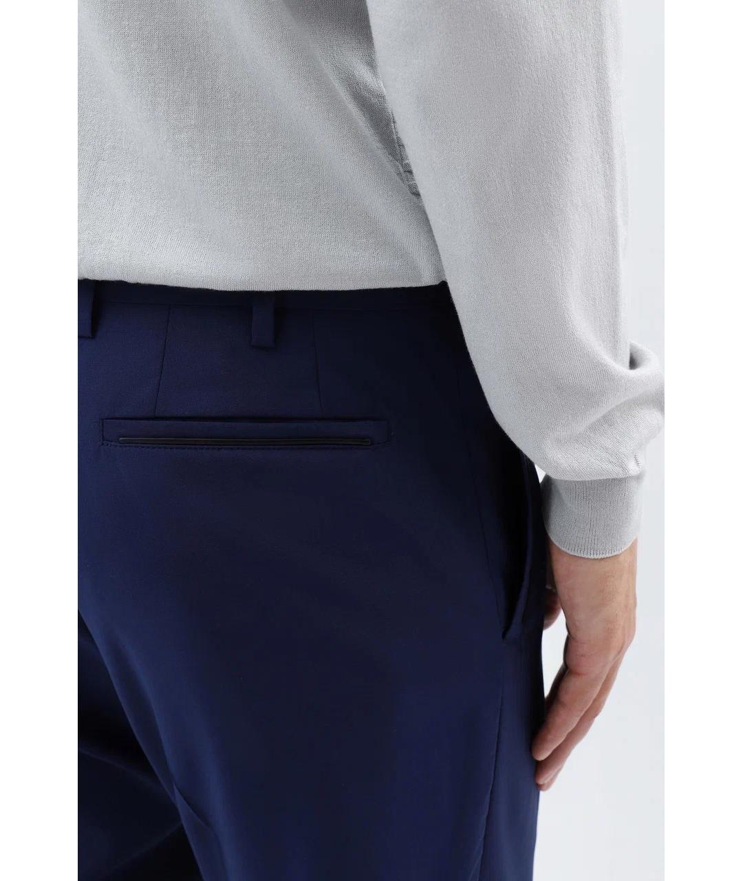 ZILLI Синие хлопко-эластановые повседневные брюки, фото 6