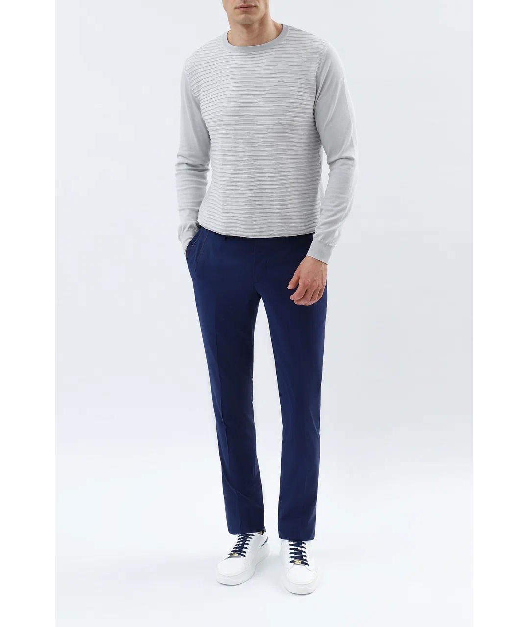 ZILLI Синие хлопко-эластановые повседневные брюки, фото 2