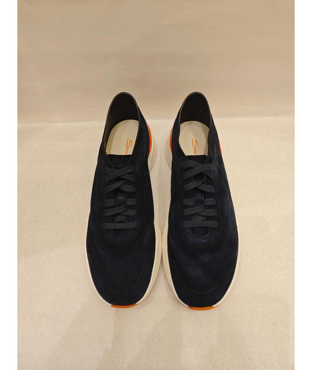 SANTONI Синие замшевые низкие кроссовки / кеды, фото 6