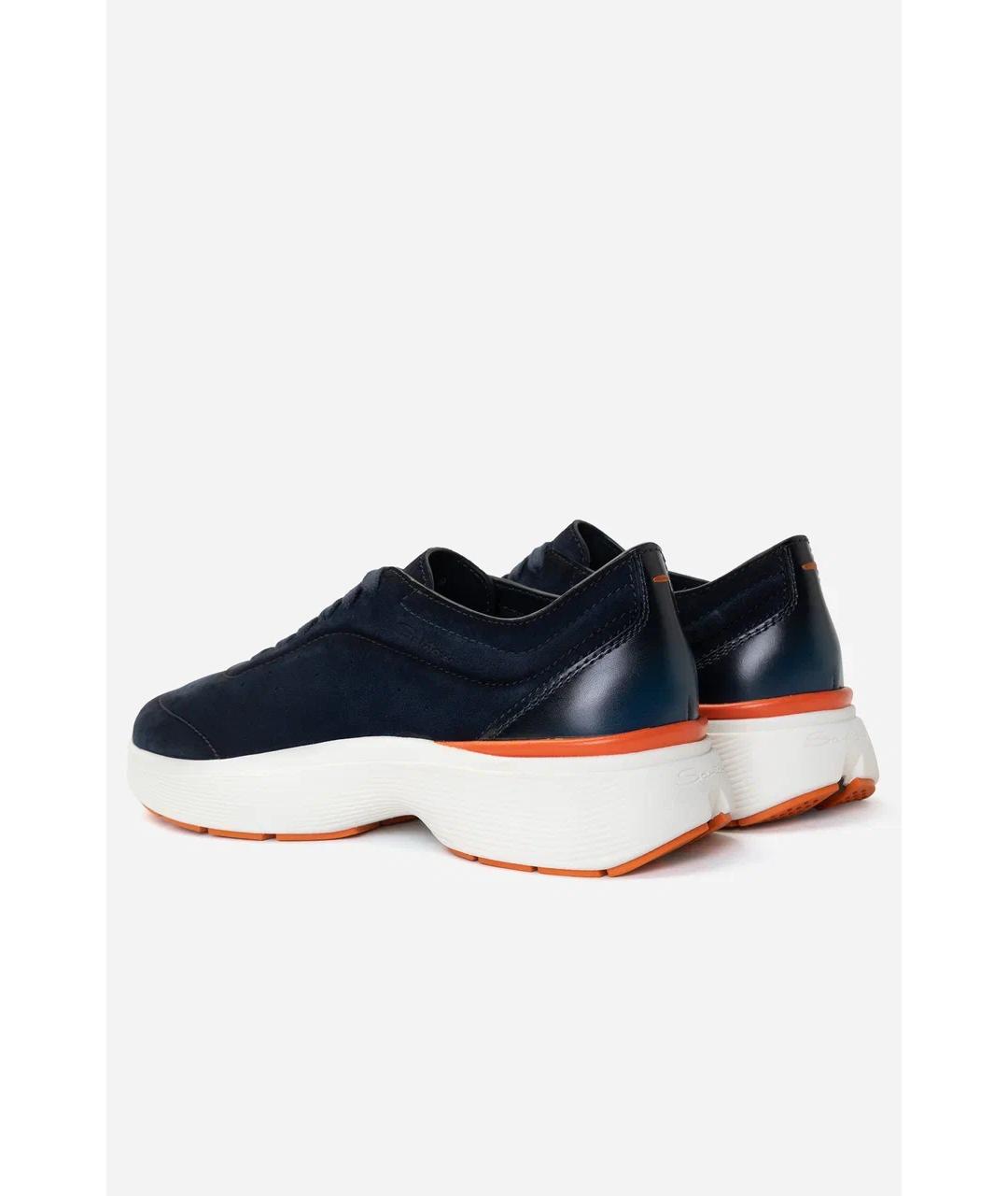 SANTONI Синие замшевые низкие кроссовки / кеды, фото 4