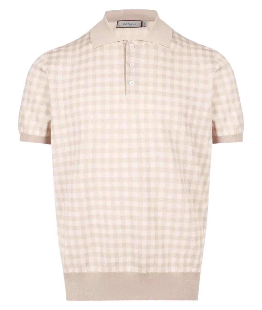 CANALI Бежевое хлопковое поло с коротким рукавом, фото 1