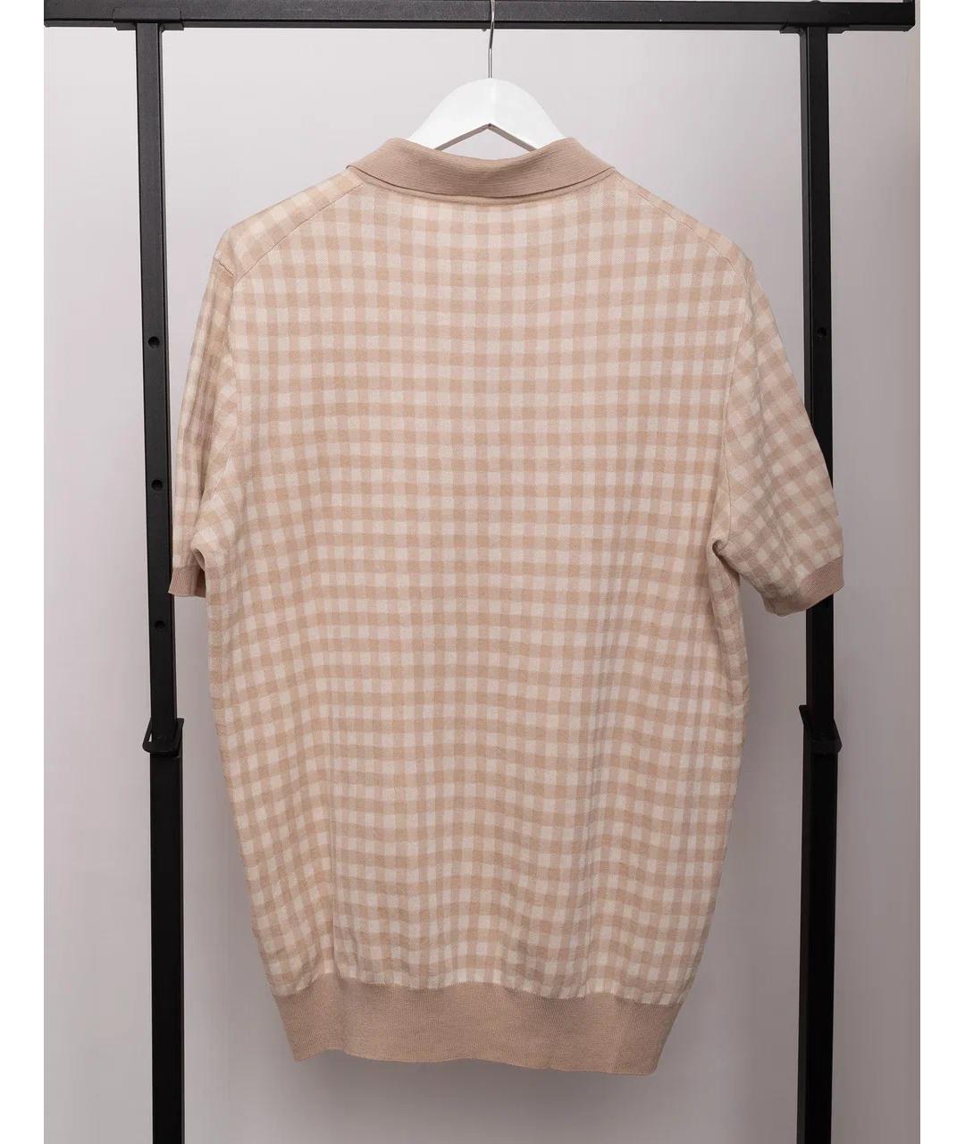 CANALI Бежевое хлопковое поло с коротким рукавом, фото 6