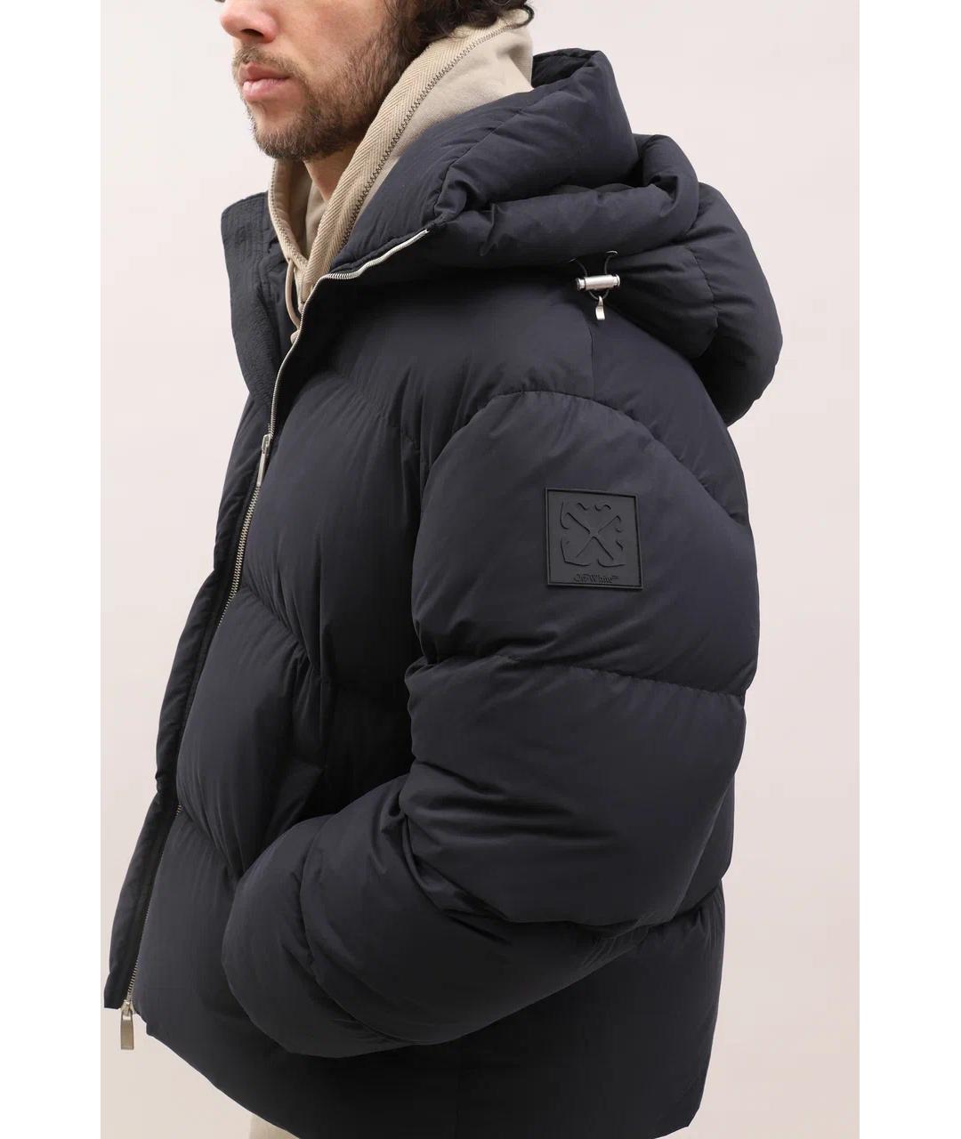 OFF-WHITE Черный полиэстеровый пуховик, фото 7