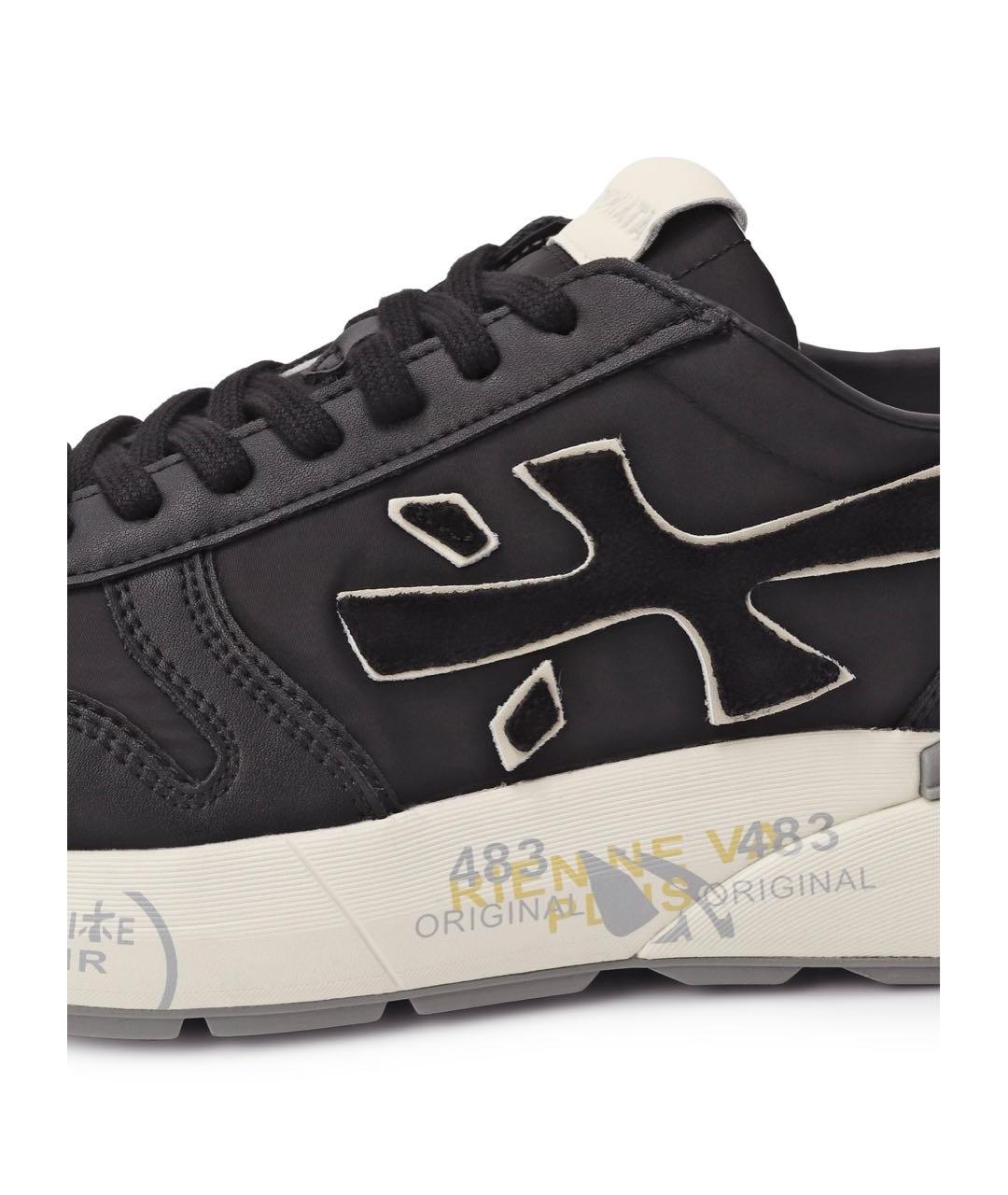 PREMIATA Черные кожаные низкие кроссовки / кеды, фото 5