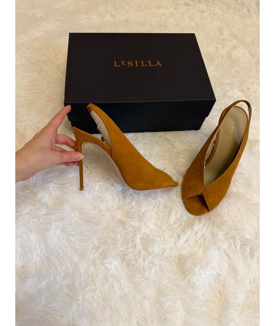 LE SILLA Коричневые замшевые босоножки, фото 6