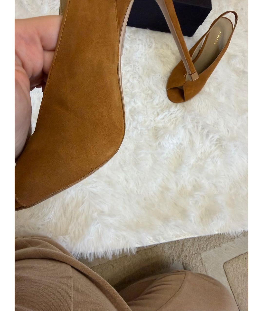 LE SILLA Коричневые замшевые босоножки, фото 4