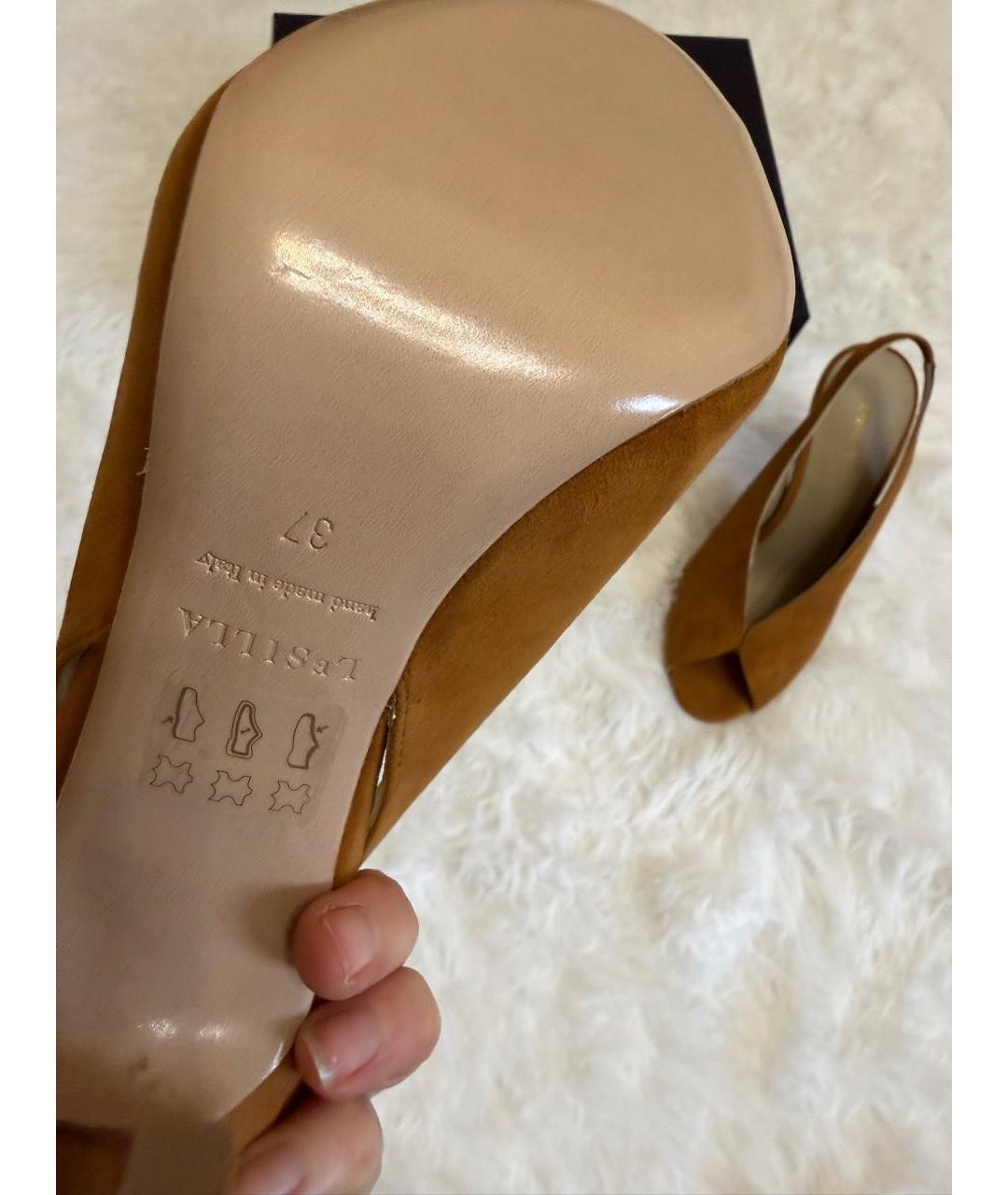 LE SILLA Коричневые замшевые босоножки, фото 5