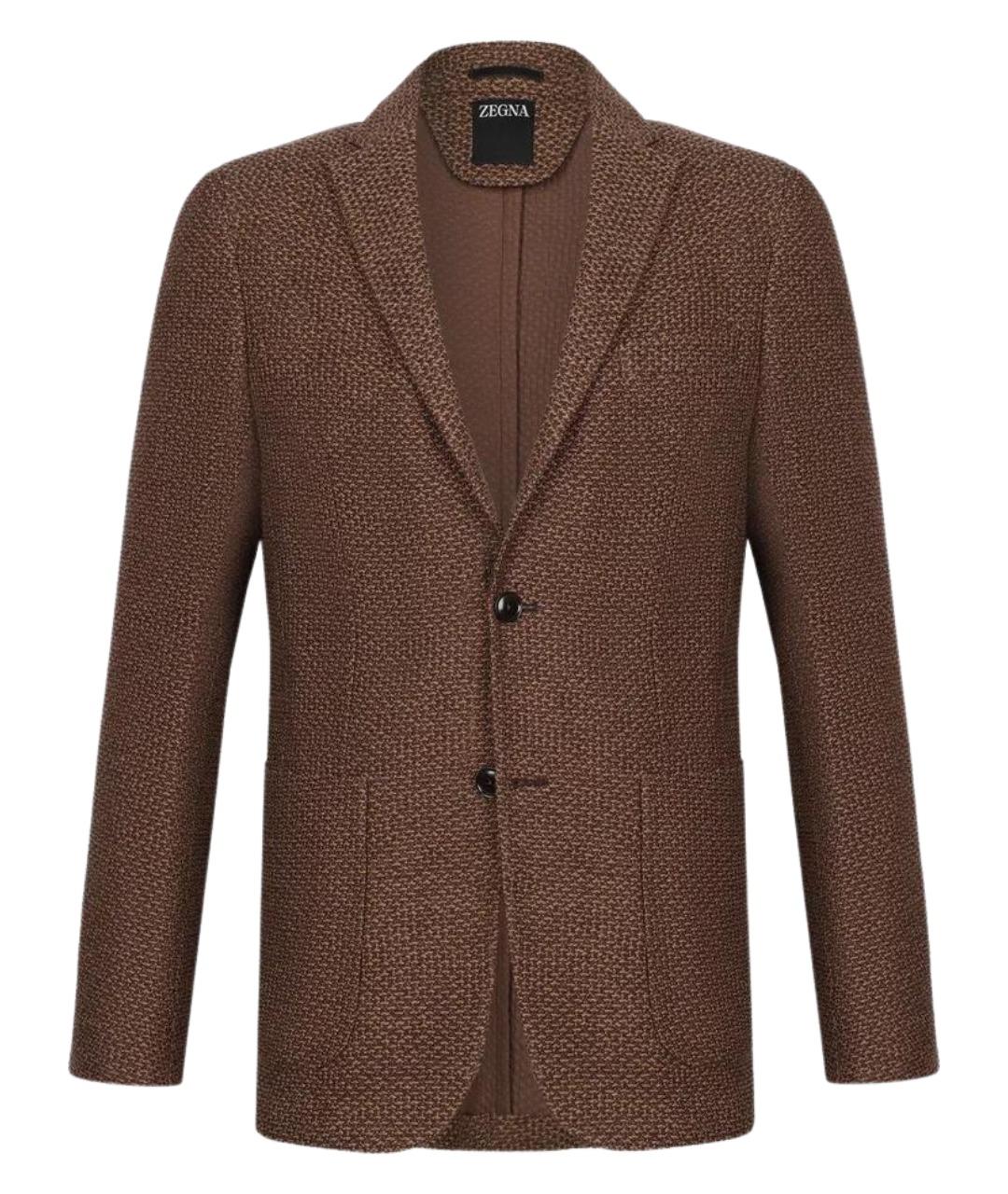 ZEGNA Коричневый шерстяной пиджак, фото 1
