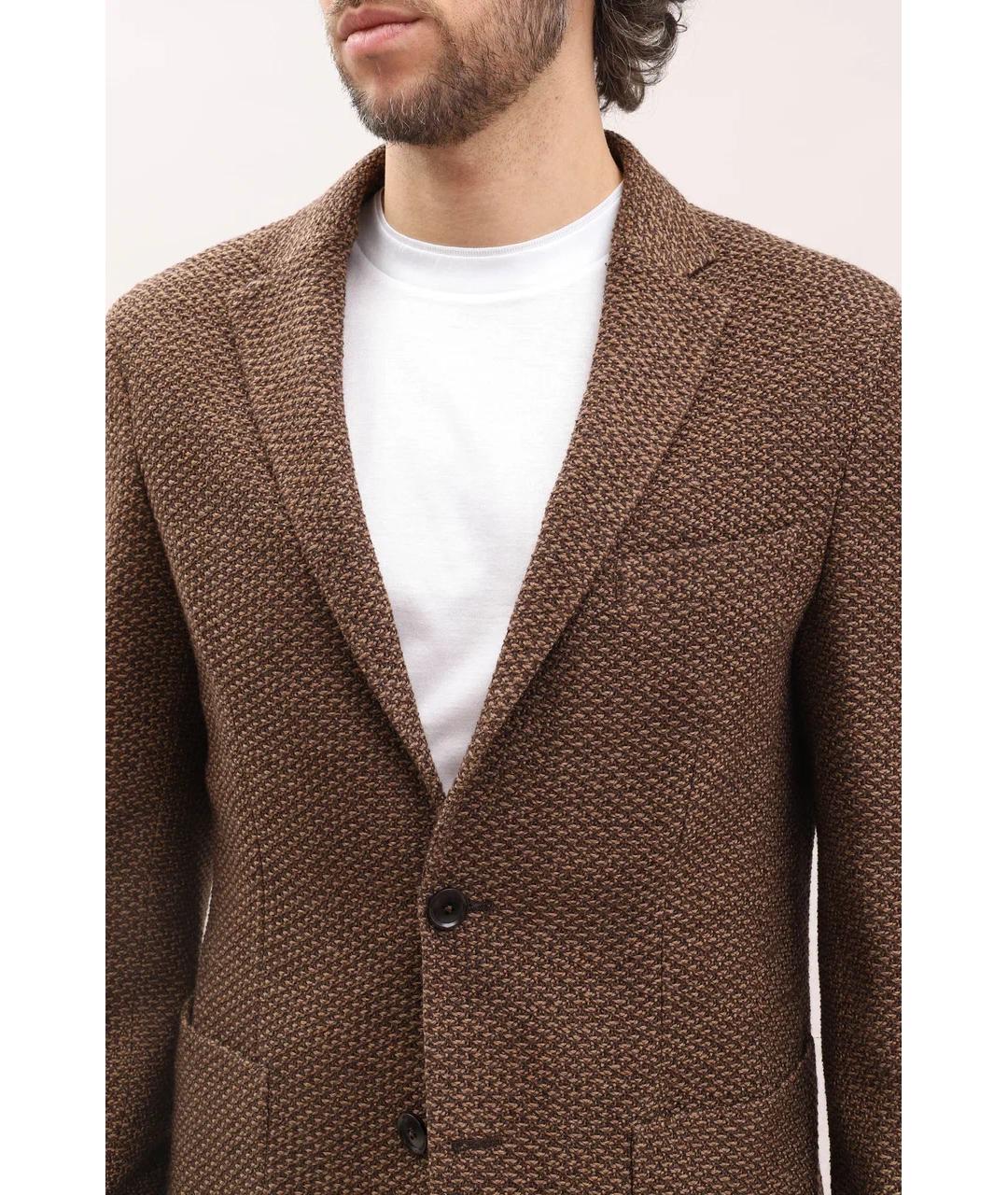 ZEGNA Коричневый шерстяной пиджак, фото 5
