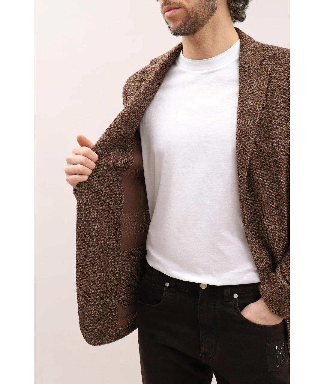 ZEGNA Коричневый шерстяной пиджак, фото 6