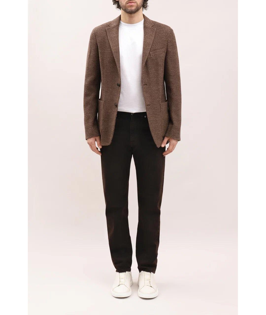 ZEGNA Коричневый шерстяной пиджак, фото 2