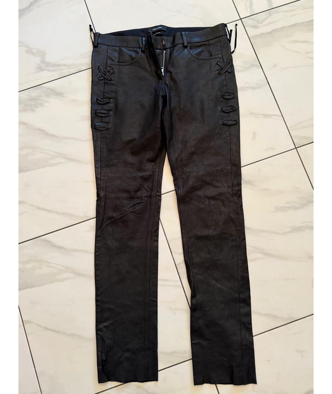 ISABEL MARANT Черные кожаные брюки узкие, фото 8