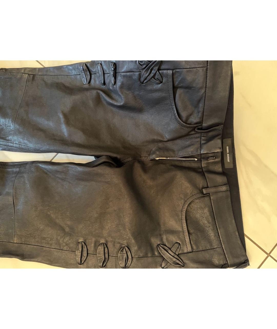 ISABEL MARANT Черные кожаные брюки узкие, фото 2