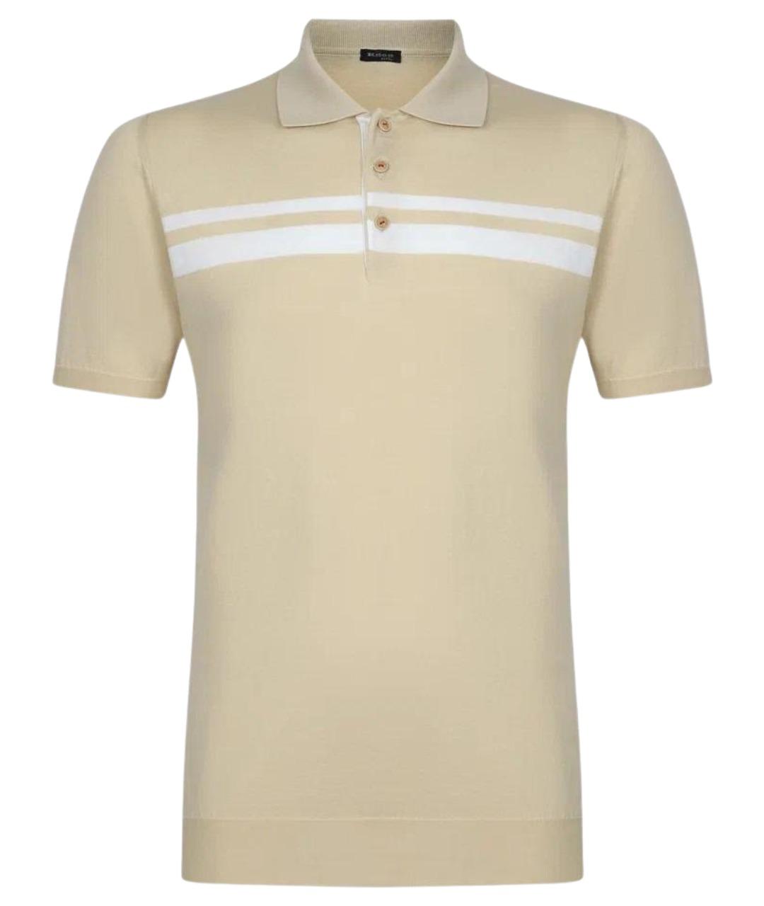 KITON Бежевое хлопковое поло с коротким рукавом, фото 1