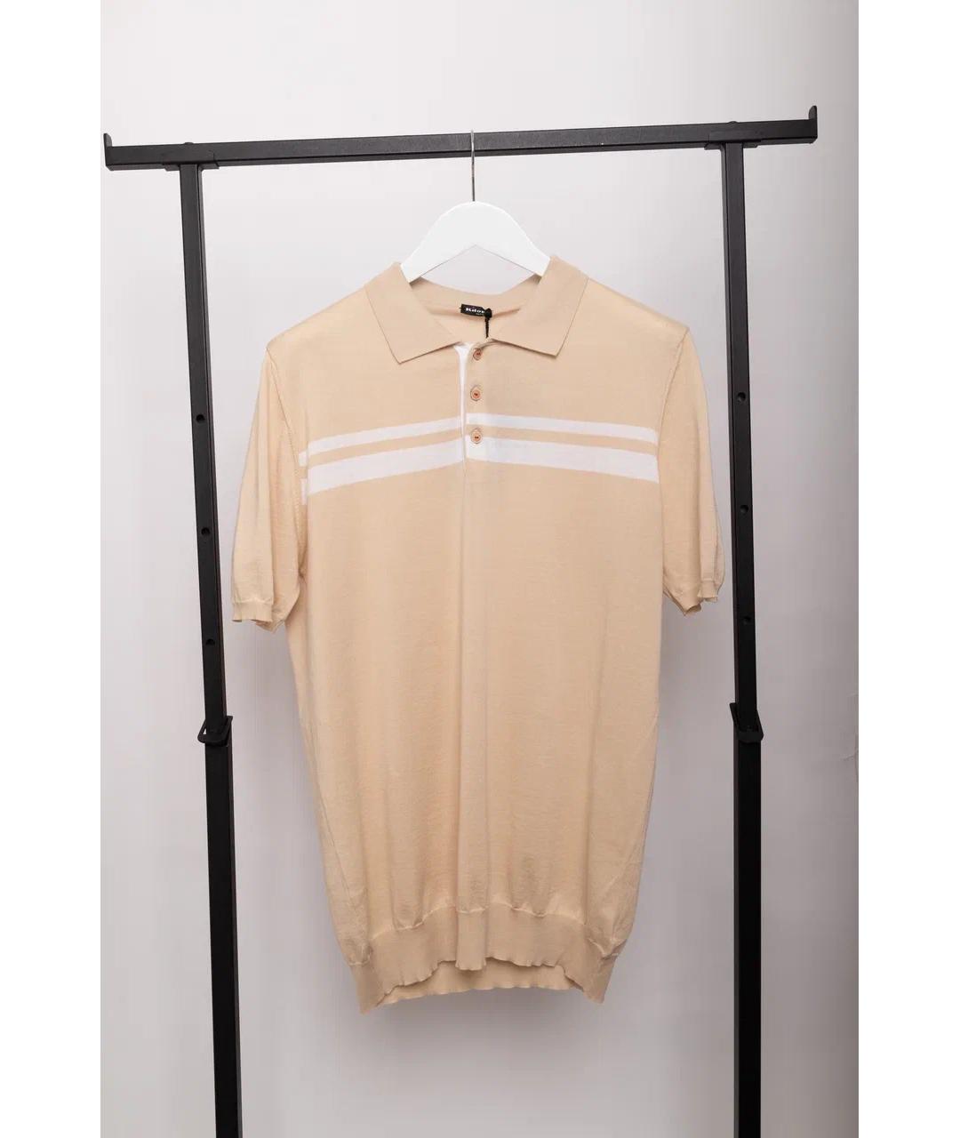 KITON Бежевое хлопковое поло с коротким рукавом, фото 5