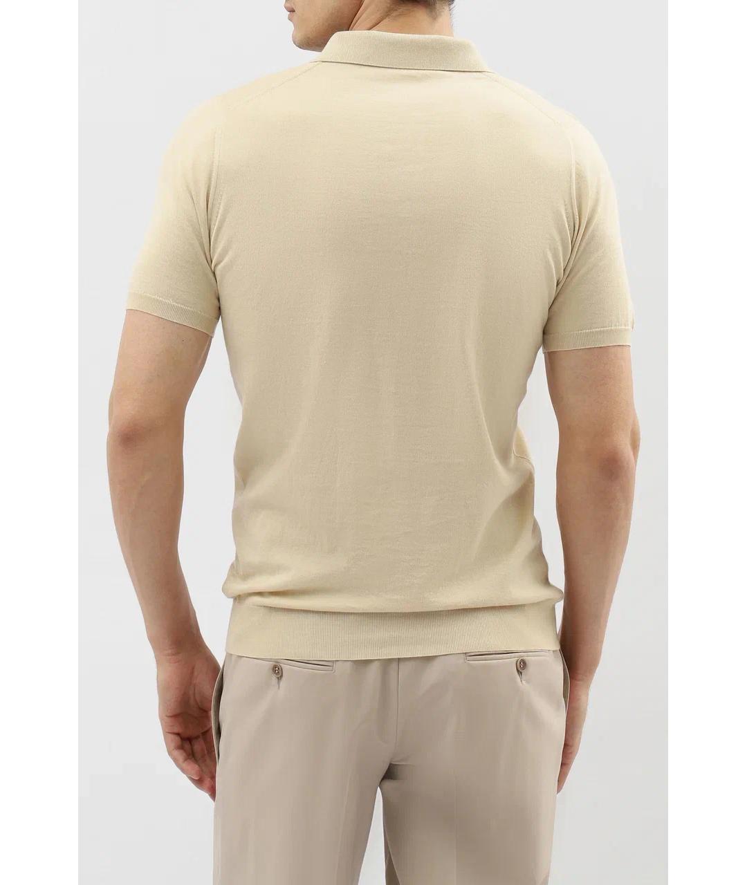 KITON Бежевое хлопковое поло с коротким рукавом, фото 4