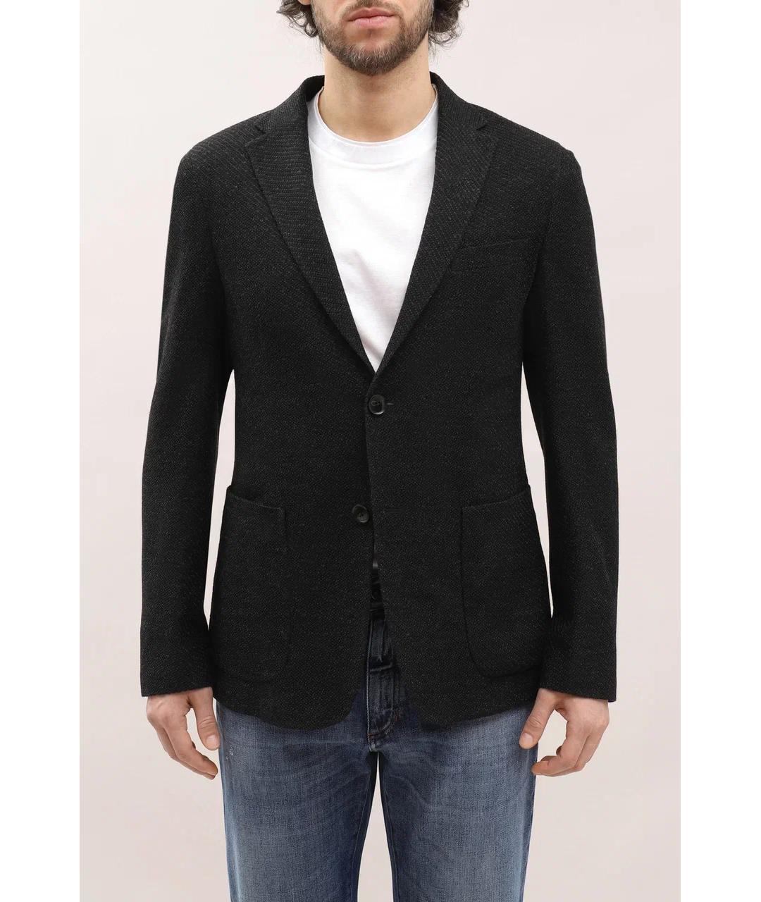 ZEGNA Черный шерстяной пиджак, фото 2