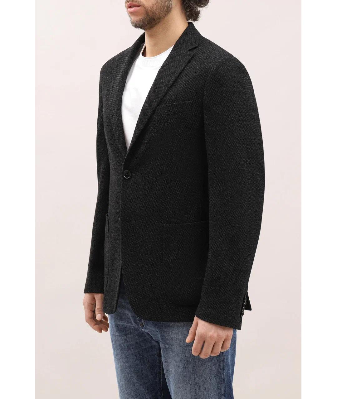 ZEGNA Черный шерстяной пиджак, фото 3