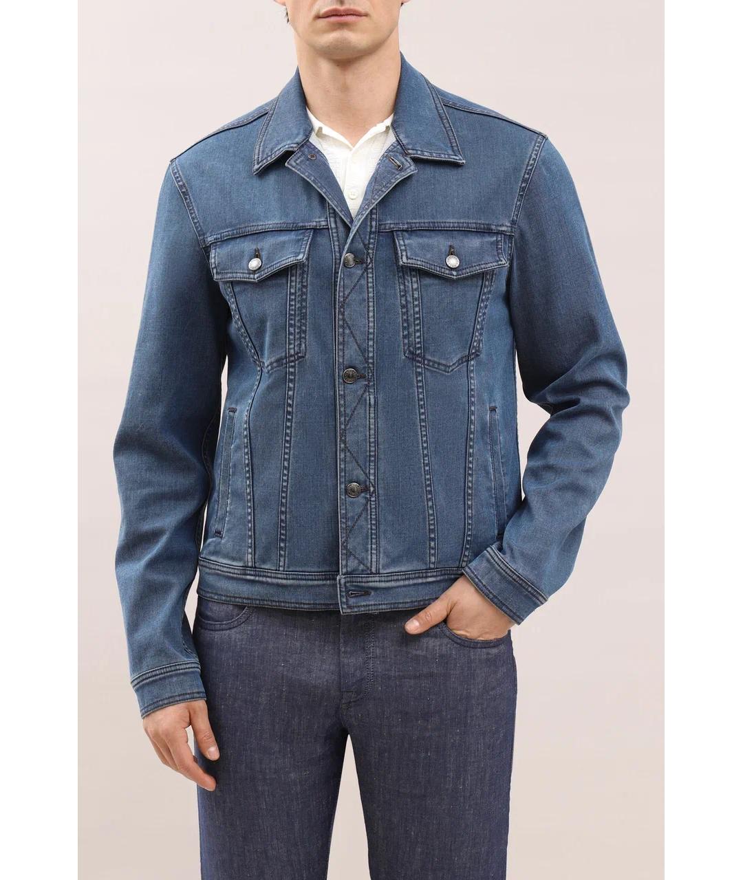 CANALI Голубая хлопковая куртка, фото 2