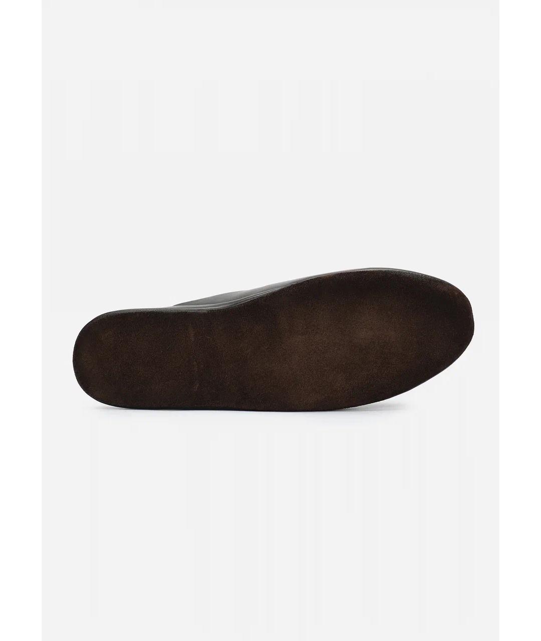 SANTONI Коричневые кожаные шлепанцы, фото 5