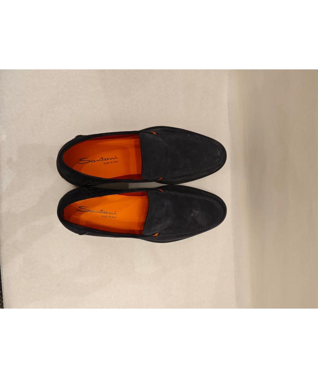 SANTONI Темно-синие замшевые лоферы, фото 6