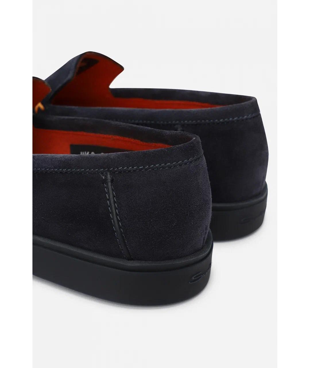 SANTONI Темно-синие замшевые лоферы, фото 4