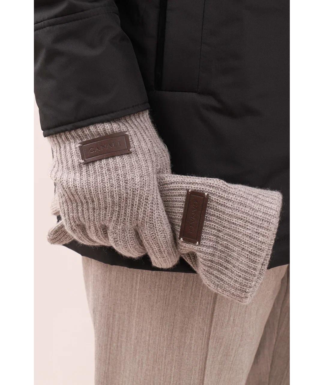 CANALI Бежевые шерстяные перчатки, фото 3