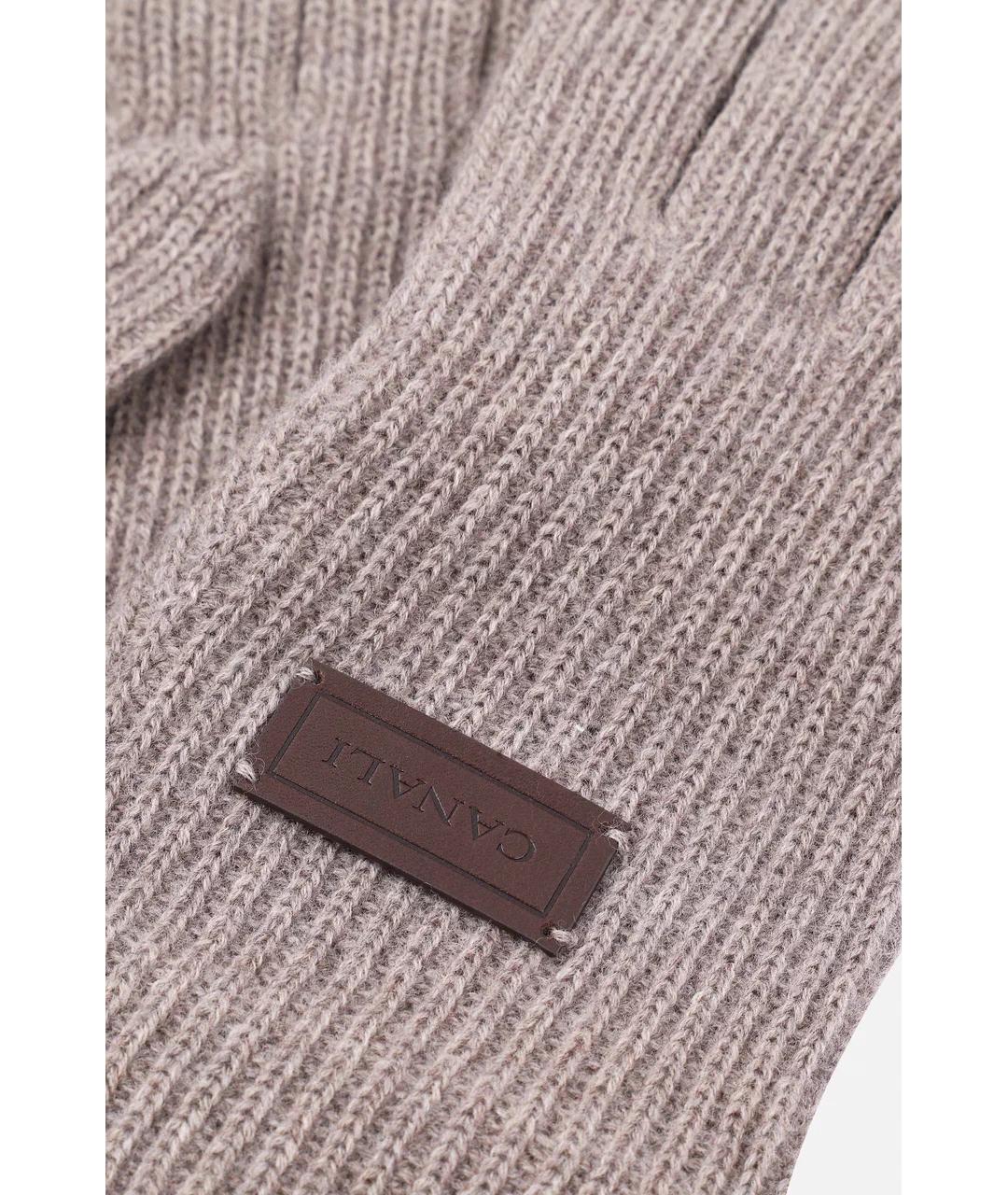 CANALI Бежевые шерстяные перчатки, фото 2