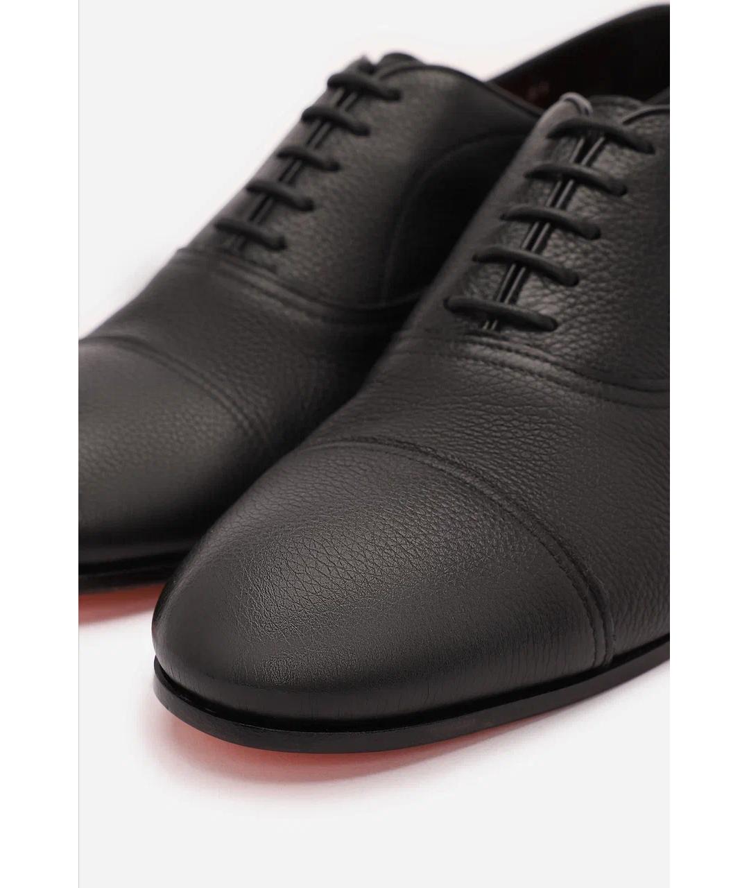 SANTONI Черные кожаные низкие ботинки, фото 3