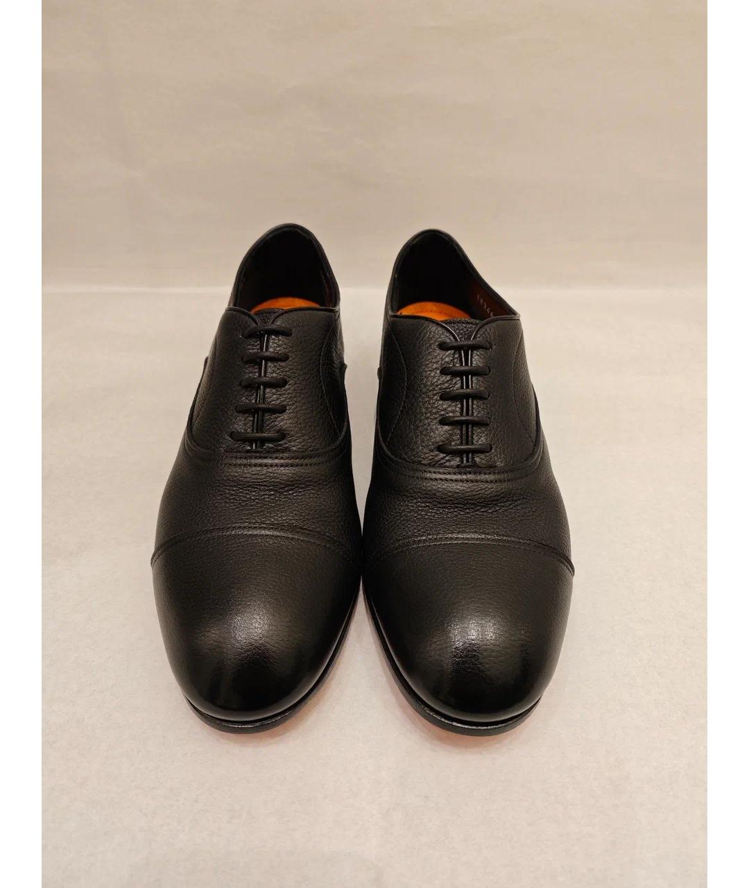 SANTONI Черные кожаные низкие ботинки, фото 5