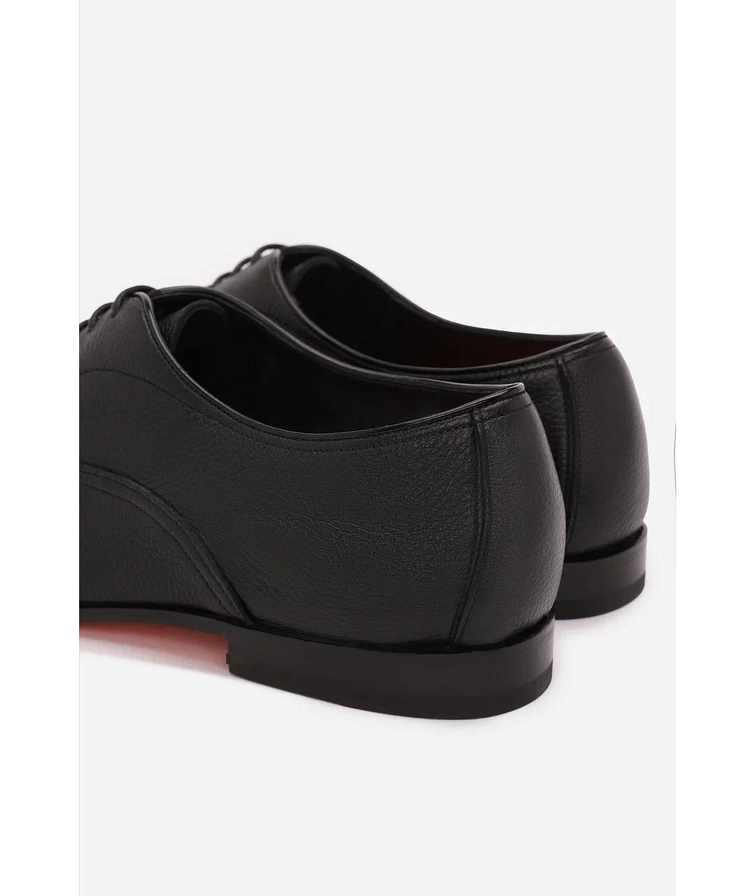 SANTONI Черные кожаные низкие ботинки, фото 4